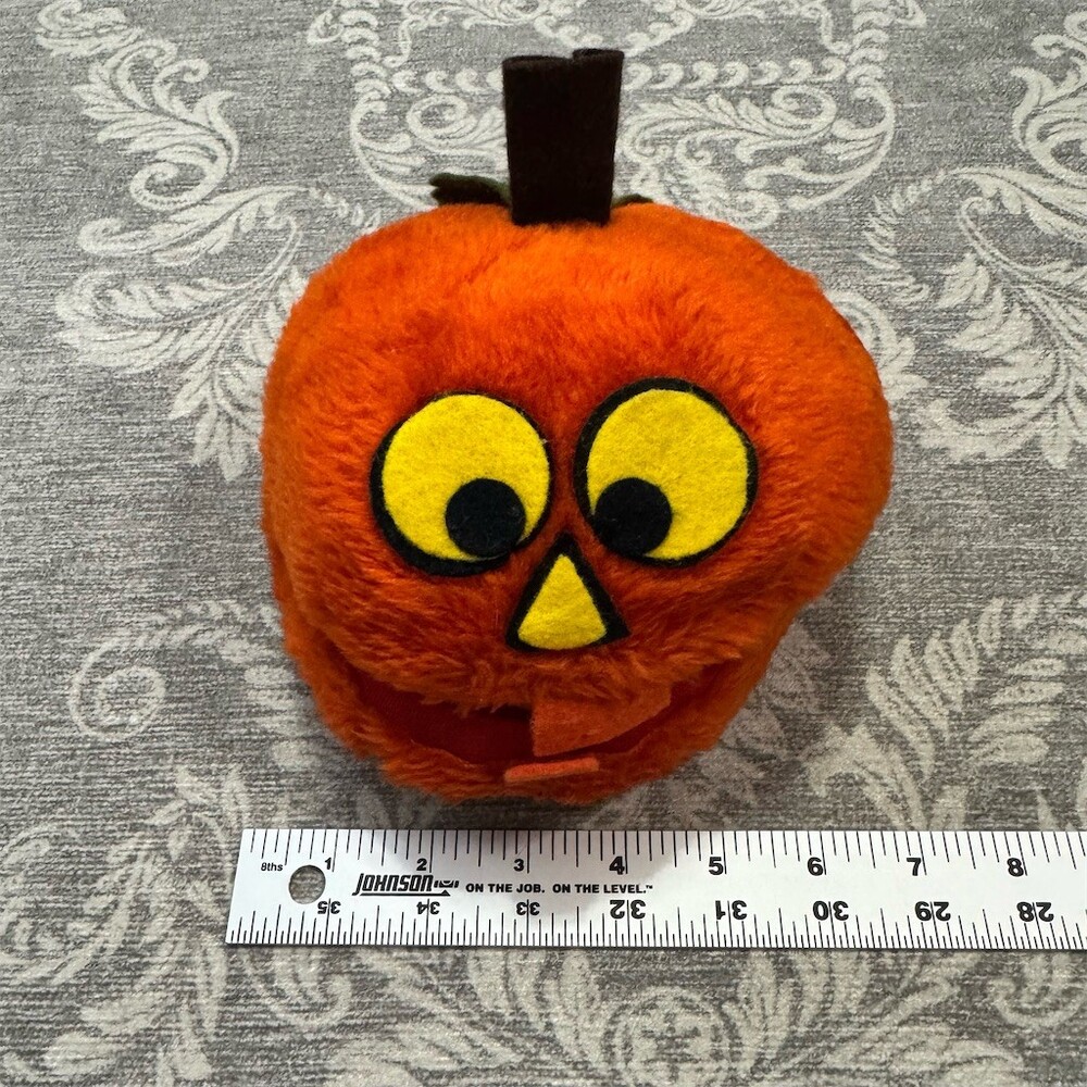Vintage Hallmark Plush Jack-O-Lantern Pumpkin Hand Puppet Orange 6 in - Picture 5 of 8